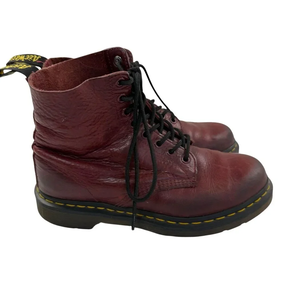 Dr. Martens 1460 Pascal Cherry Red Leather Lace Up Combat Boots Men 8 39